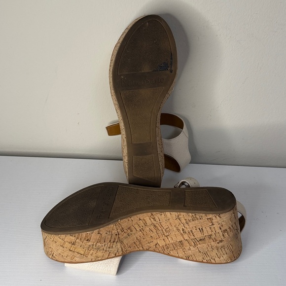 Franco Sarto Women's Cream Leather Cork Platform Sandals Sz8 - Picture 3 of 5